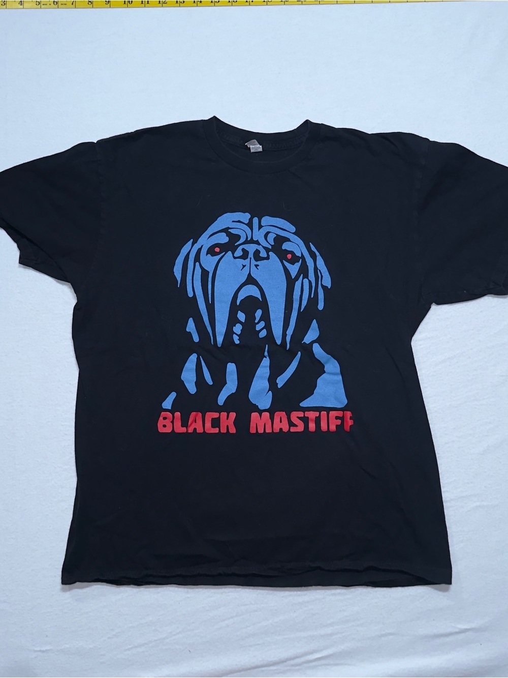 Black Short-Sleeve Tee with Blue Mastiff Graphic